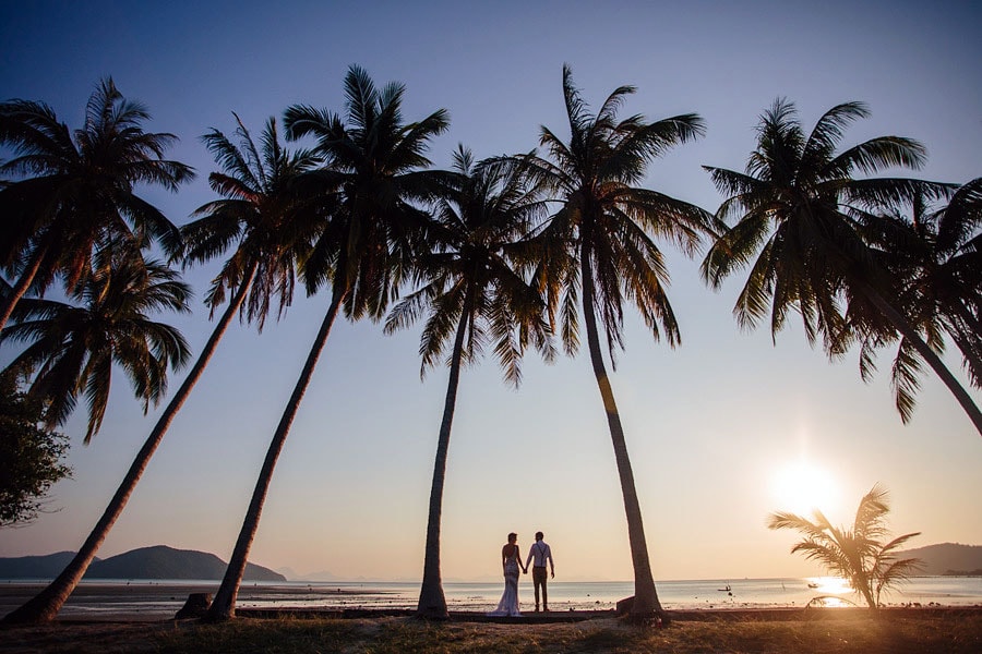 Sunset wedding portrait